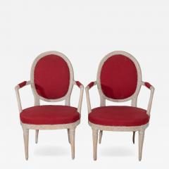 Pair of Swedish Gustavian Armchairs with Original Paint circa 1820 - 4369097