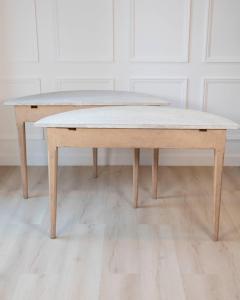 Pair of Swedish Gustavian Demi Lune Console Tables in Oak circa 1840 1860 - 4571685