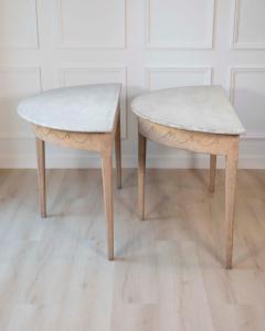 Pair of Swedish Gustavian Demi Lune Console Tables in Oak circa 1840 1860 - 4571700
