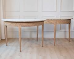 Pair of Swedish Gustavian Demi Lune Console Tables in Oak circa 1840 1860 - 4571777