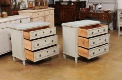 Pair of Swedish Gustavian Style 1890s Painted Chests with Carved Stars - 3509293
