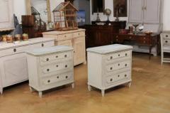 Pair of Swedish Gustavian Style 1890s Painted Chests with Carved Stars - 3509295
