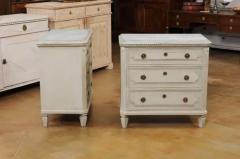 Pair of Swedish Gustavian Style 1890s Painted Chests with Carved Stars - 3509401