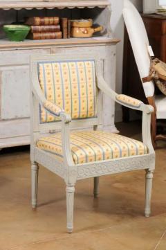 Pair of Swedish Gustavian Style 1890s Painted Wood Armchairs with Guilloches - 3485667