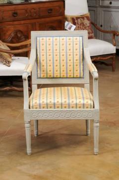 Pair of Swedish Gustavian Style 1890s Painted Wood Armchairs with Guilloches - 3485671