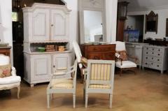 Pair of Swedish Gustavian Style 1890s Painted Wood Armchairs with Guilloches - 3485683