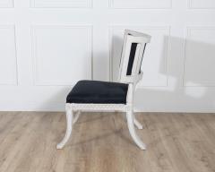 Pair of Swedish Gustavian Style Chairs with Dark Blue Upholstery - 4313791