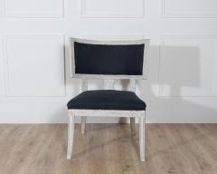 Pair of Swedish Gustavian Style Chairs with Dark Blue Upholstery - 4313797