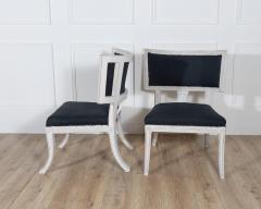 Pair of Swedish Gustavian Style Chairs with Dark Blue Upholstery - 4313816