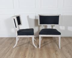 Pair of Swedish Gustavian Style Chairs with Dark Blue Upholstery - 4313817