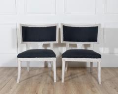 Pair of Swedish Gustavian Style Chairs with Dark Blue Upholstery - 4313820