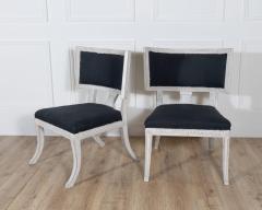 Pair of Swedish Gustavian Style Chairs with Dark Blue Upholstery - 4313822