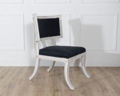 Pair of Swedish Gustavian Style Chairs with Dark Blue Upholstery - 4313826
