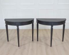 Pair of Swedish Gustavian Style Demi Lune Console Tables - 4737139