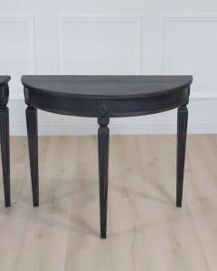 Pair of Swedish Gustavian Style Demi Lune Console Tables - 4737151