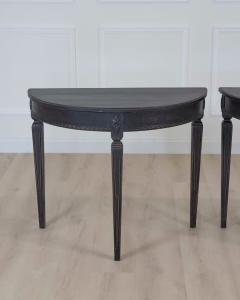 Pair of Swedish Gustavian Style Demi Lune Console Tables - 4737181