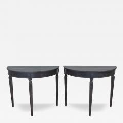 Pair of Swedish Gustavian Style Demi Lune Console Tables - 4738849