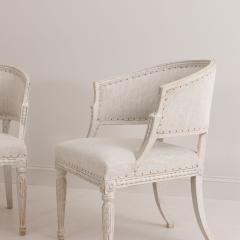 Pair of Swedish Gustavian Style Painted Barrel Back Armchairs - 3367294