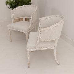 Pair of Swedish Gustavian Style Painted Barrel Back Armchairs - 3367298