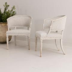 Pair of Swedish Gustavian Style Painted Barrel Back Armchairs - 3367303