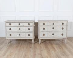 Pair of Swedish Gustavian Style Painted Chests of Drawers Early 20th Century - 4313774