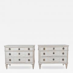 Pair of Swedish Gustavian Style Painted Chests of Drawers Early 20th Century - 4319467
