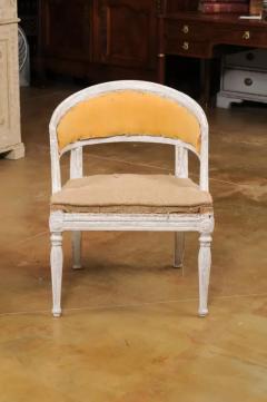 Pair of Swedish Gustavian Style Painted Tub Chairs with Carved Campanula Friezes - 3498487