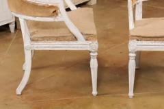 Pair of Swedish Gustavian Style Painted Tub Chairs with Carved Campanula Friezes - 3498576