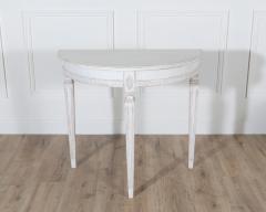Pair of Swedish Gustavian White Painted Demi Lune Consoles ca 1880 - 4313780