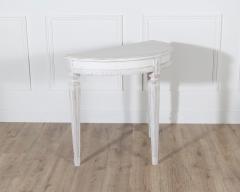 Pair of Swedish Gustavian White Painted Demi Lune Consoles ca 1880 - 4313783