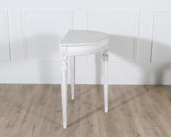 Pair of Swedish Gustavian White Painted Demi Lune Consoles ca 1880 - 4313786