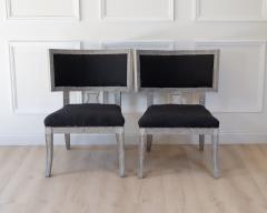 Pair of Swedish Klismos Chairs Wood and Fabric 20th Century Design - 4812136