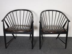 Pair of Swedish Modern Ebonized Beechwood Sunfeather Arm Chairs by Sonna Rosen - 4740537
