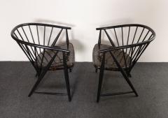 Pair of Swedish Modern Ebonized Beechwood Sunfeather Arm Chairs by Sonna Rosen - 4740538
