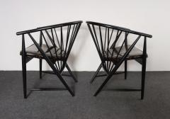 Pair of Swedish Modern Ebonized Beechwood Sunfeather Arm Chairs by Sonna Rosen - 4740539
