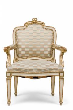 Pair of Swedish Neo Classic Cream Painted Parcel Gilt Armchairs - 4170054