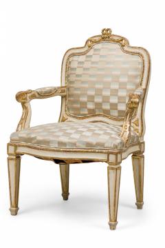 Pair of Swedish Neo Classic Cream Painted Parcel Gilt Armchairs - 4170055