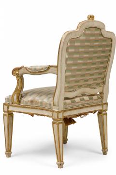 Pair of Swedish Neo Classic Cream Painted Parcel Gilt Armchairs - 4170057