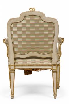 Pair of Swedish Neo Classic Cream Painted Parcel Gilt Armchairs - 4170059