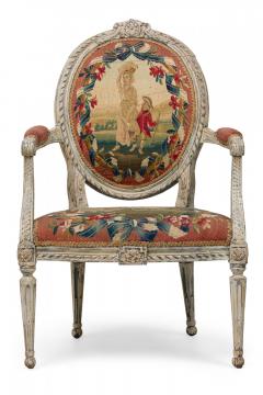 Pair of Swedish Neo Classic Painted Tapestry Upholstered Armchairs - 4170005