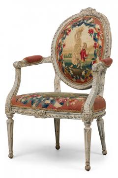 Pair of Swedish Neo Classic Painted Tapestry Upholstered Armchairs - 4170006