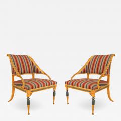 Pair of Swedish Neoclassic Striped Arm Chairs - 1407795
