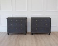 Pair of Swedish Neoclassical Black Painted Chests of Drawers 20th Century - 4791394