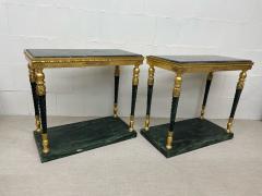 Pair of Swedish Neoclassical Maison Jansen Style Marble Top Consoles - 2883473