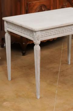 Pair of Swedish Neoclassical Style 1880s Painted Tables with Greek Key Friezes - 3498299