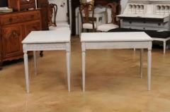 Pair of Swedish Neoclassical Style 1880s Painted Tables with Greek Key Friezes - 3498312