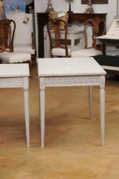 Pair of Swedish Neoclassical Style 1880s Painted Tables with Greek Key Friezes - 3498316