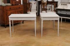 Pair of Swedish Neoclassical Style 1880s Painted Tables with Greek Key Friezes - 3498320