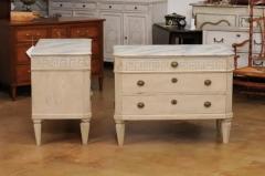 Pair of Swedish Neoclassical Style 19th Century Chests with Painted Greek Keys - 3550230