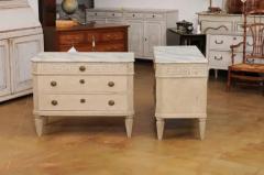 Pair of Swedish Neoclassical Style 19th Century Chests with Painted Greek Keys - 3550246